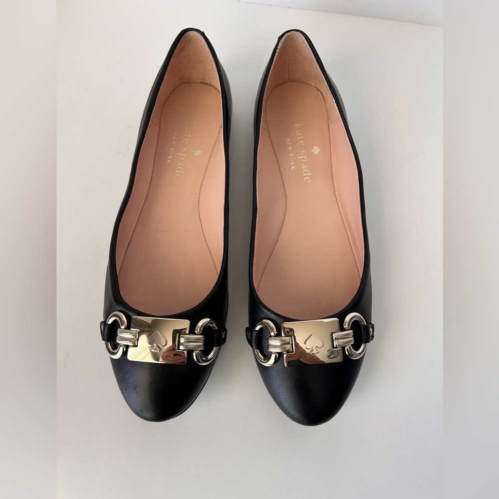 Kate Spade Black Payton Leather Flats Size 7